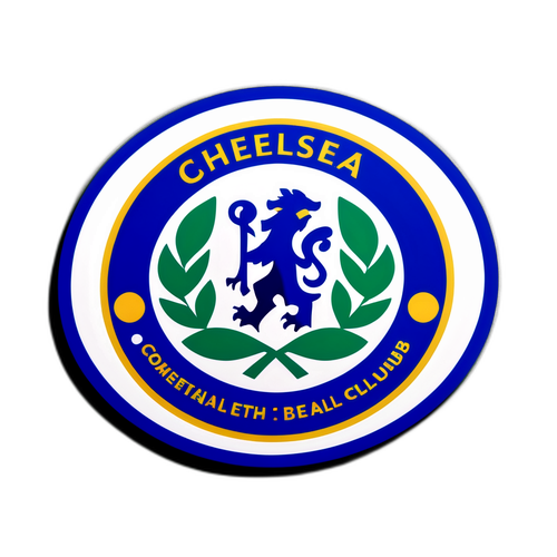 Styliserad Chelsea FC Klubbadge med Fotboll och Gröna Blad