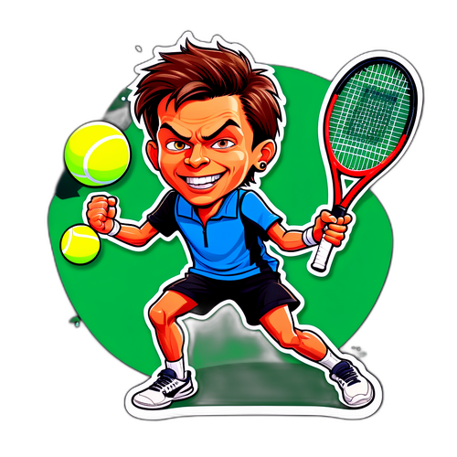 En sjov karikatur af Jannik Sinner i aktion