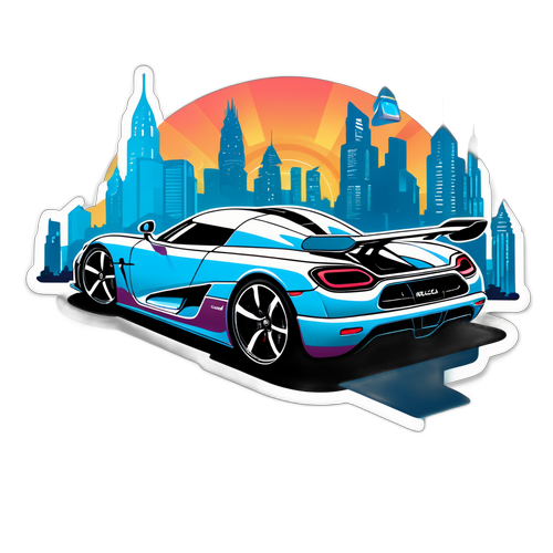 Fira Niclas Kappelin med en Koenigsegg i en futuristisk stad