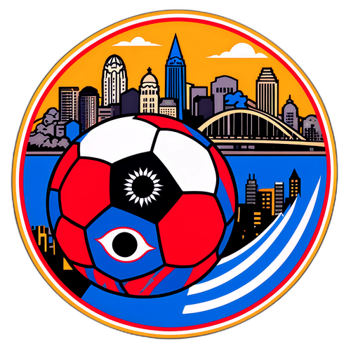 Balón de Cincinnati FC con elementos de la ciudad