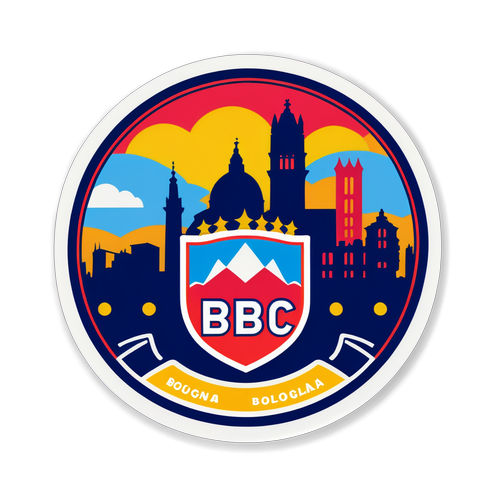 Sticker con il logo iconico del Bologna FC e skyline di Bologna