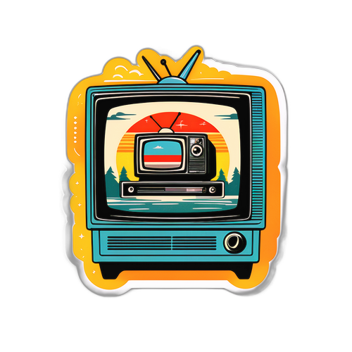 Adesivo Vintage de Televisão Antiga