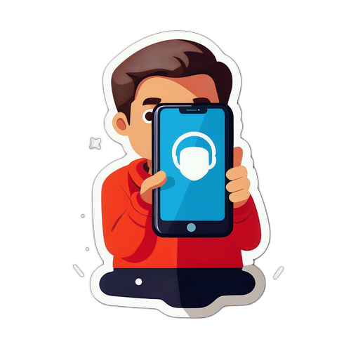 スマートフォンを持つキャラクターのイラスト