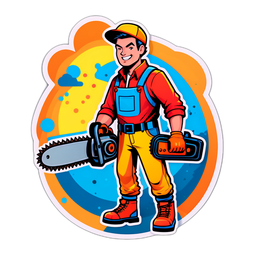 Человек с бензопилой в комикс-стиле