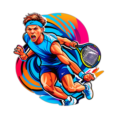 Hình dán năng động của Jannik Sinner trên sân tennis