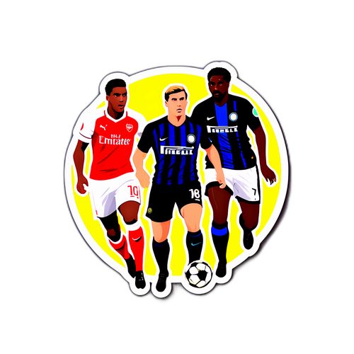 Sticker đại diện cho trận đấu lớn Inter vs Arsenal, featuring iconic players