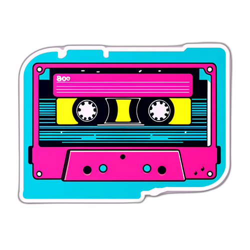 Retro Cassette Tape met '80s Muzieknoten