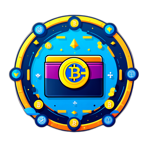 Логотип Trust Wallet, обрамлений символами криптовалюти