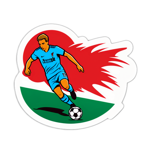 리버풀의 로고와 함께 축구공이 피치에 떨어지는 순간을 포착한 스티커