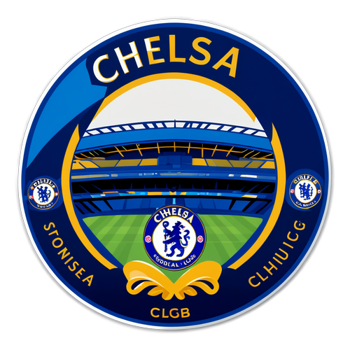 Sticker Chelsea FC w akcji z stadionem Stamford Bridge