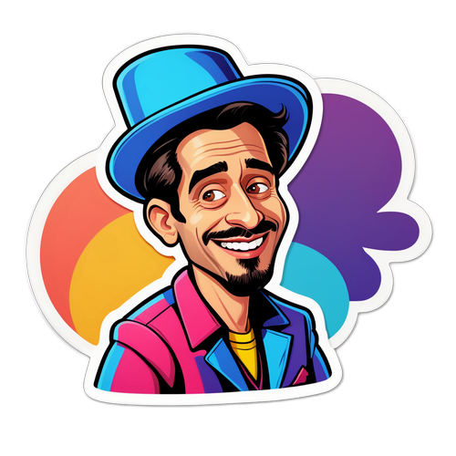 Caricatura do ator Felipe Simas em cena engraçada