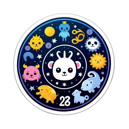 Aufkleber mit den Tierkreiszeichen des Jahreshoroskops 2026