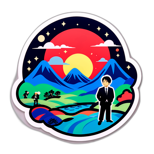 映画監督吉田恵輔のシーンを描いたステッカー