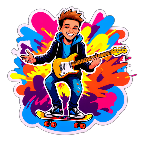 Tylor Chase se usmívá na pozadí barevného graffiti