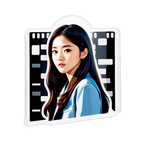 An Artistic Portrait of Kim Sae-ron with Film Strip Background