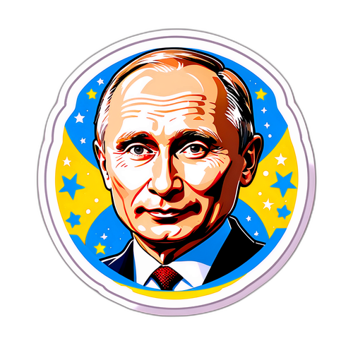 Cartoonachtige sticker van Vladimir Putin