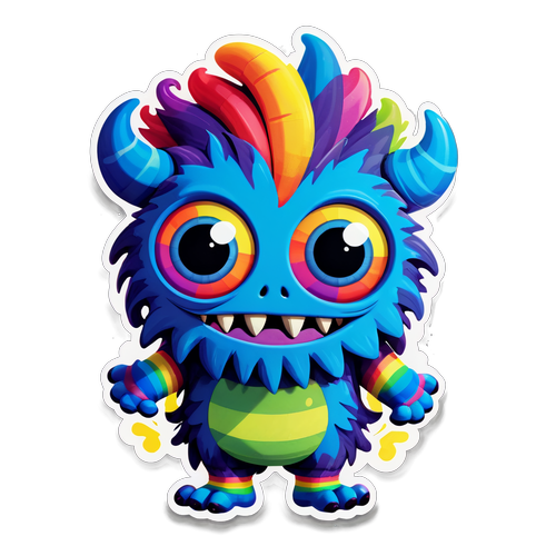 Schattig Monster met Regenboogstrepen: Ontdek de Magie Achter dit Vriendelijke Beest!