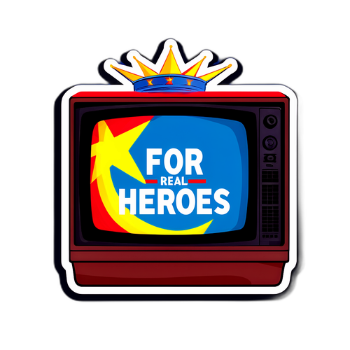 Творческая наклейка с логотипом CJNG, выходящим из телевизора с фразой 'For real heroes'