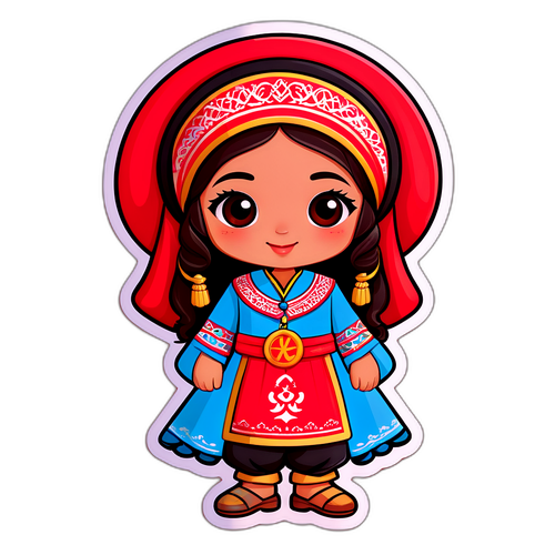 かわいいチュニジアの伝統衣装を着たキャラクター