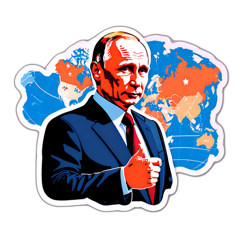 Wladimir Putin na tle mapy świata