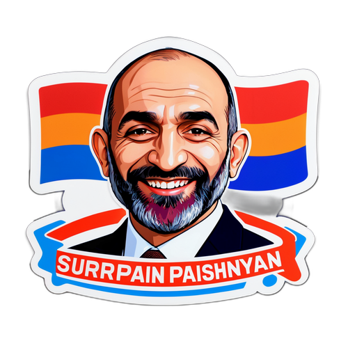 Наклейка с Ником Пашиняном на фоне армянского флага