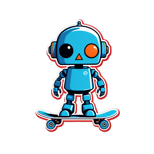 Meet the Quirky Robot Skater: A Whimsical Adventure in a Futuristic City!