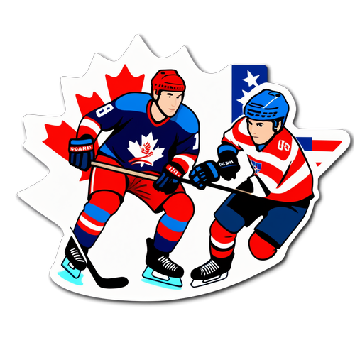 Canada vs USA Faceoff Hockey Action Sticker