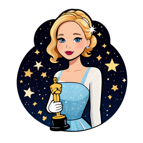 Karikatur av Jennifer Lawrence med Oscar