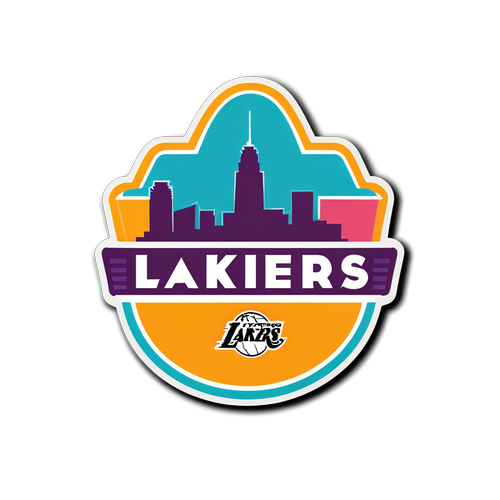 Minimalist na Sticker ng Lakers Logo na may Elemento ng Miami Beach