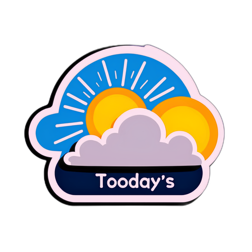 Nhãn dán Thời tiết với mây và mặt trời