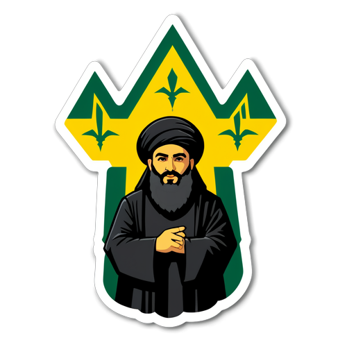 Designa ett klistermärke med Hizbollah-logotypen och symboler för motstånd för att skapa medvetenhet.