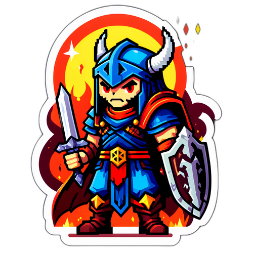 Retro tematyczny sticker Diablo 2 z postaciami w pixel art