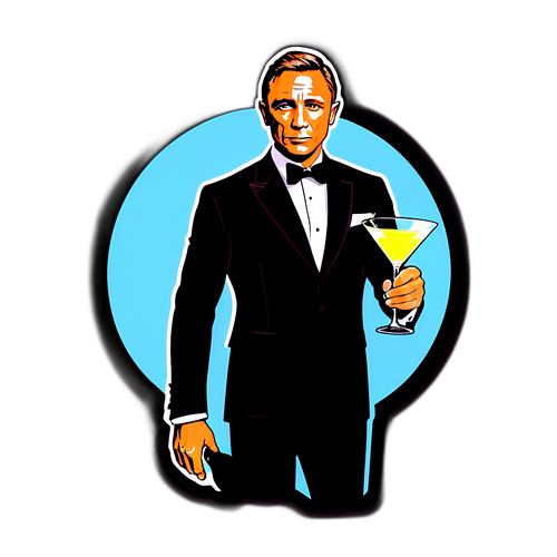 Silhouet van James Bond met Martini