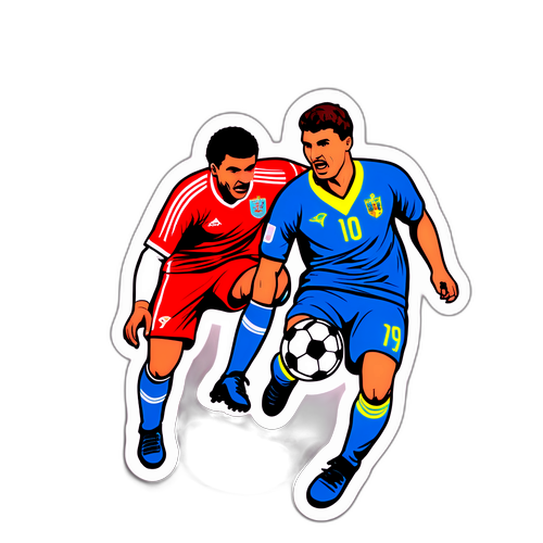 Наклейка с футболистами Немковым и Феррейрой, напоминая о соперничестве