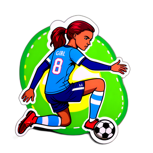 Sticker về bóng đá nữ với hình ảnh cầu thủ nữ