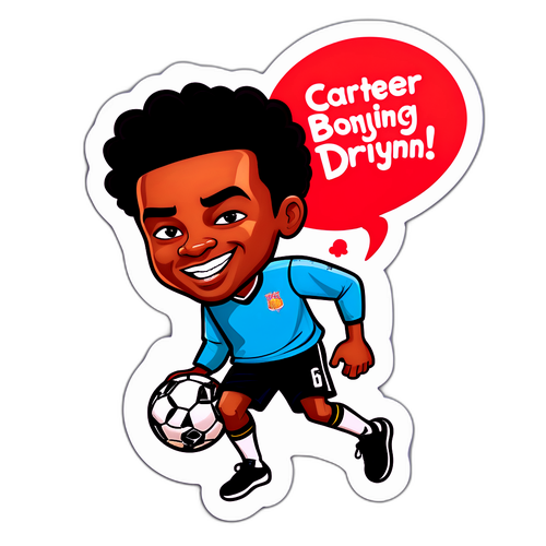 Autocollant avec une caricature de Carter Bryant en train de dribbler