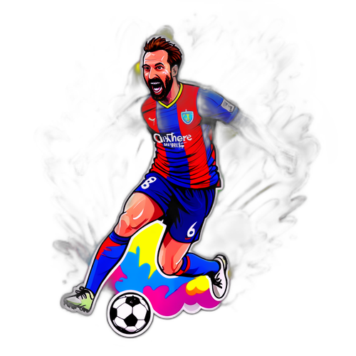 Caricatura de Delap celebrando un gol