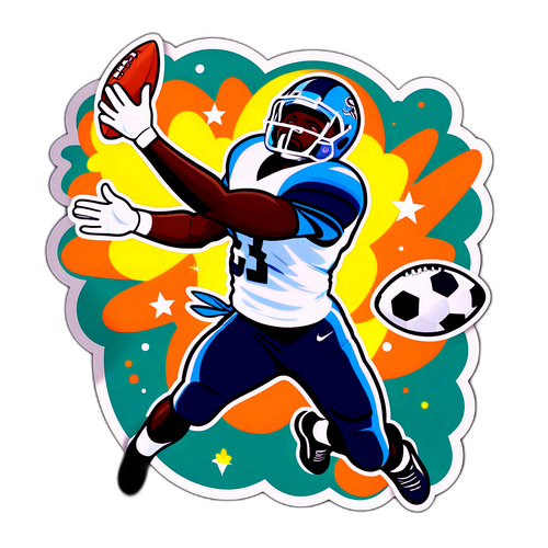Playful Football Catch Sticker