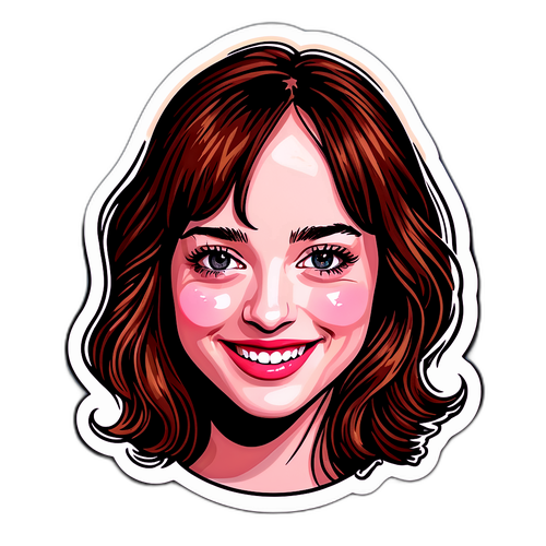 Nálepka s portrétem šťastné Dakota Johnson