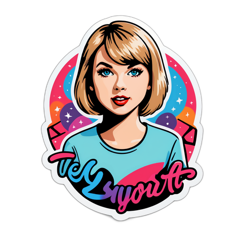 Színes matrica, ami Taylor Swift legendás zenéjére és koncertjeire utal