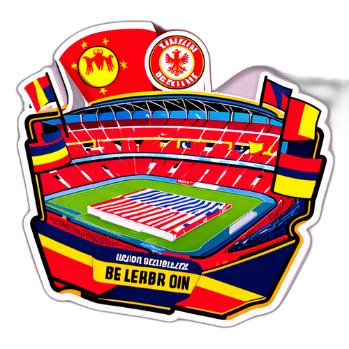 Stiker cu stadionul plin de fani pentru meciul Union Berlin - RB Leipzig