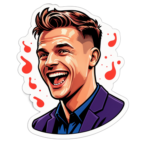 Sticker van Jens Dendoncker met een lachende uitstraling