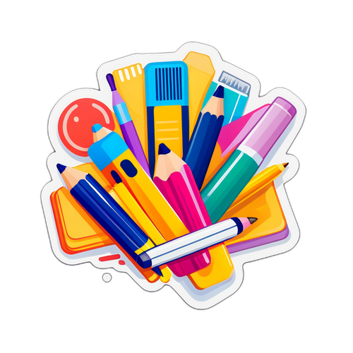Renkli Kırtasiye Ürünleri Sticker'ı