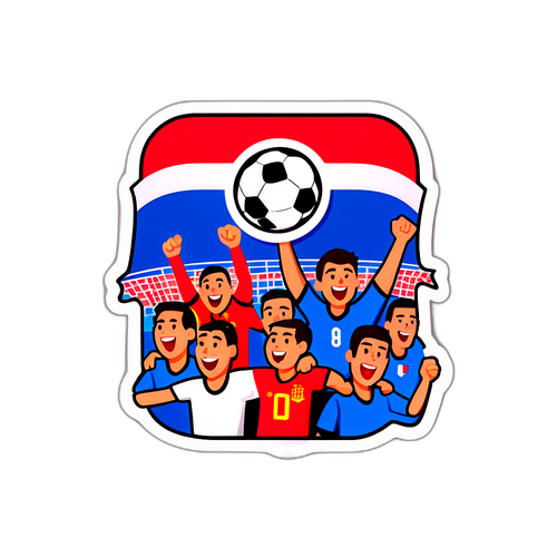 Sticker cu fanii meciului de fotbal Franța-Spania