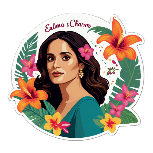 Sticker cu Salma Hayek in Pose Elegantă