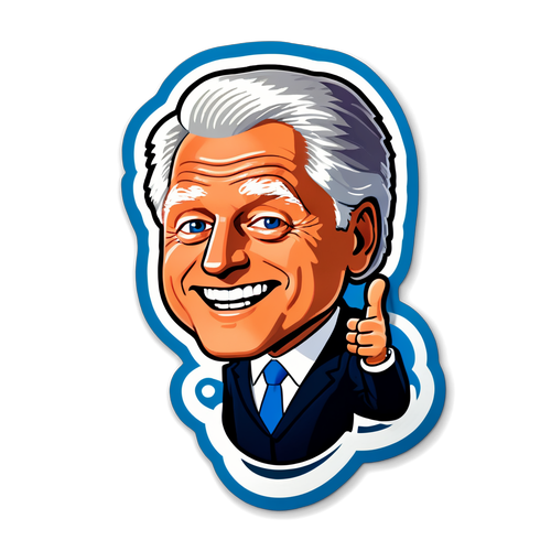 Sticker van een cartoon Bill Clinton