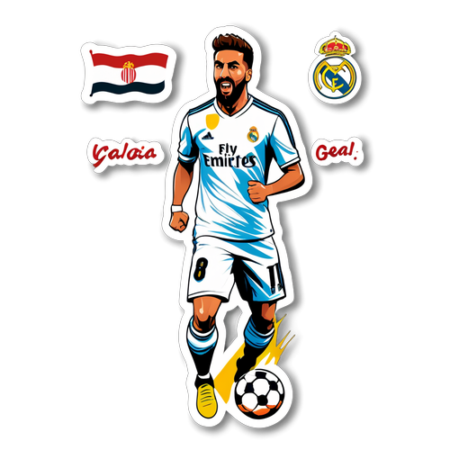 Stiker Pemain Sepak Bola Real Madrid Merayakan Gol