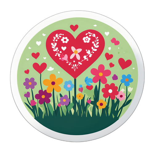 Autocollant doux avec cœurs et fleurs