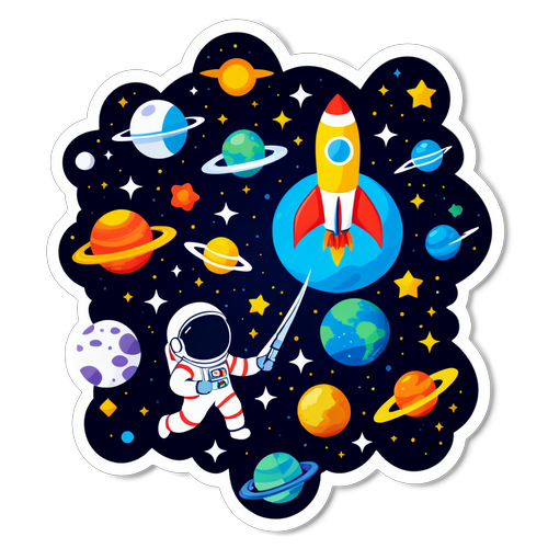 Oplev Rummet: Den Fantastiske Sticker med Raketter og Astronauter, der Tager Dig til Stjernerne!