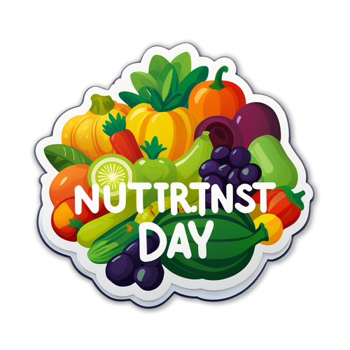 Sticker con frutas y verduras para el Día del Nutricionista